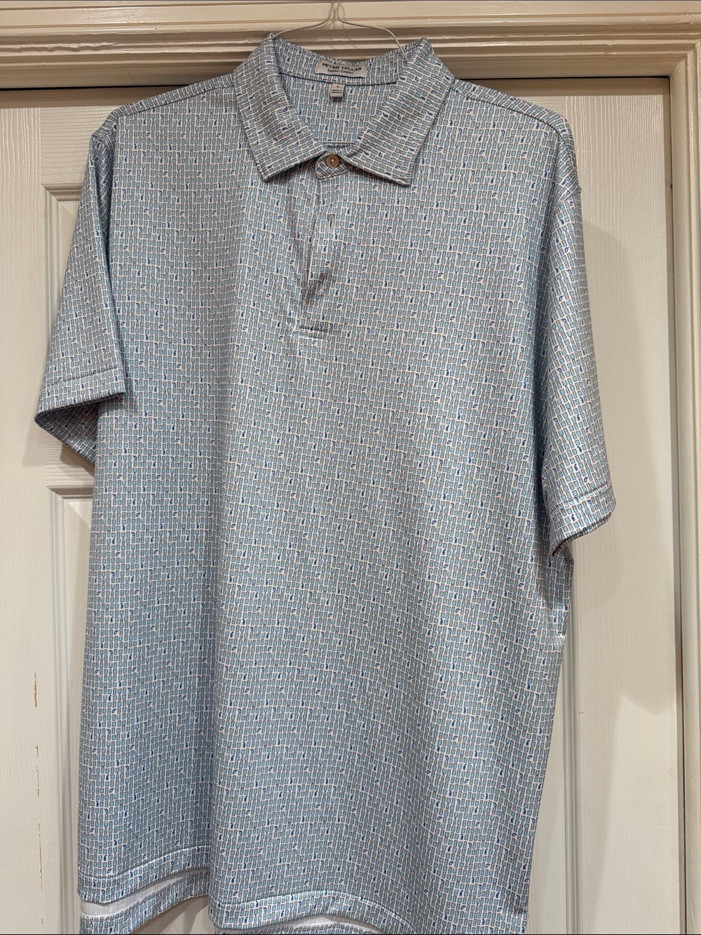 Peter Millar Blue Micro-Pattern Polo